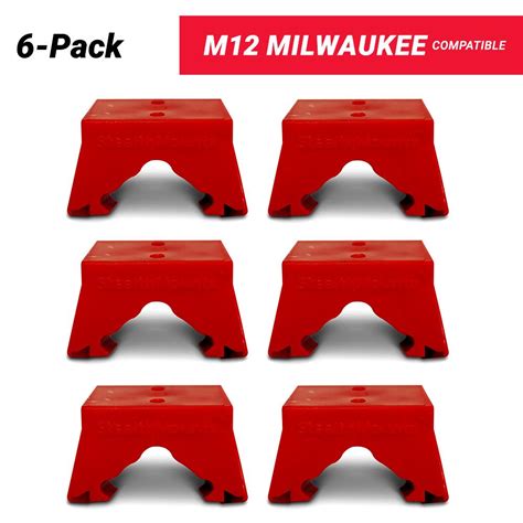 StealthMounts BM-MW12-RED-6 M12 Milwaukee 6-Pack Red Battery Mounts