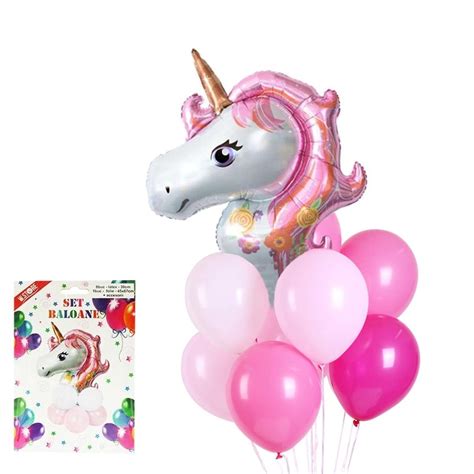 Set Aranjament Baloane Unicorn X Cm Folie Aluminiu Si Latex Kit