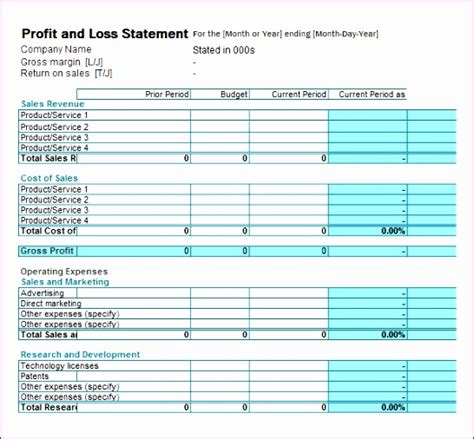 8 Excel P and L Template - Excel Templates - Excel Templates