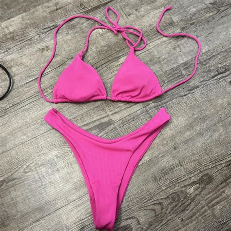 Hot Pink Bikini Set Depop