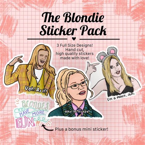 The Blondie Sticker Pack Elle Woods From Legally Blonde Etsy