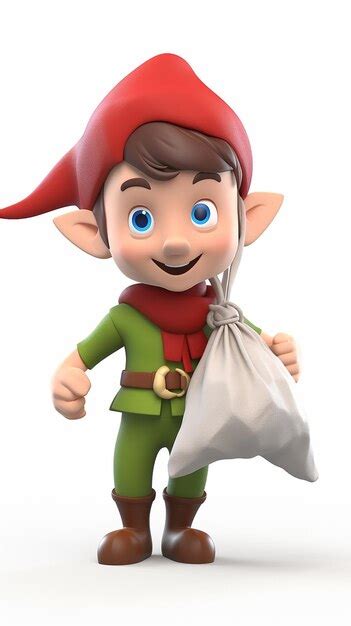 Premium Photo 3D Cartoon Cute Elf Boy With Sack