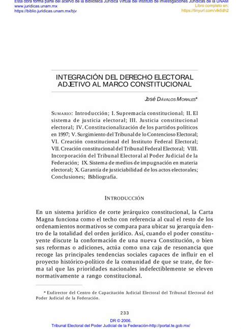 Pdf IntegraciÓn Del Derecho Electoral Adjetivo Al Marco · Iii