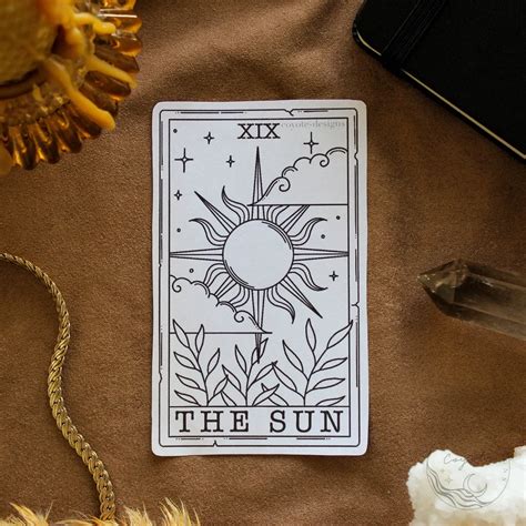 Sun Tarot Tattoo Design – The Sun Tarot With Leaves – Coyote Tattoo Designs