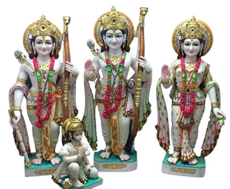 Painted Hindu Marble Ram Darbar Statue For Worship Size 3 Feet At Rs