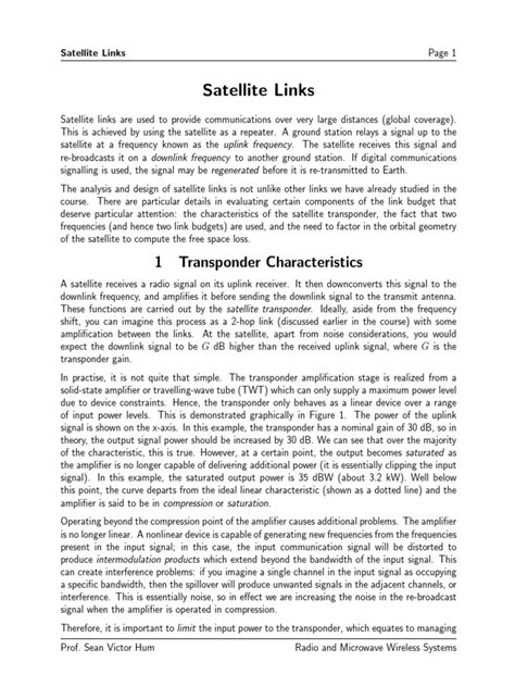 Satellite Links: 1 Transponder Characteristics | PDF | Amplifier | Satellite