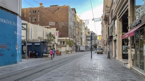 Istanbul`s Historical And Touristic Street An Early Morning View From