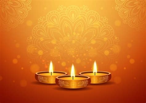 Three Candles On An Orange Background For Diwaling