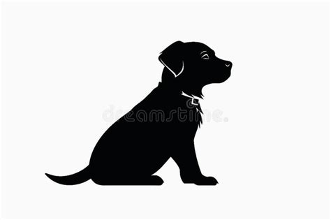 An Isolated Black Silhouette of a Cute Dog Stock Illustration ...