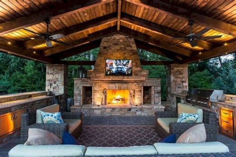 Simple Outdoor Living Spaces Design Ideas With Fireplace 19 Outdoor