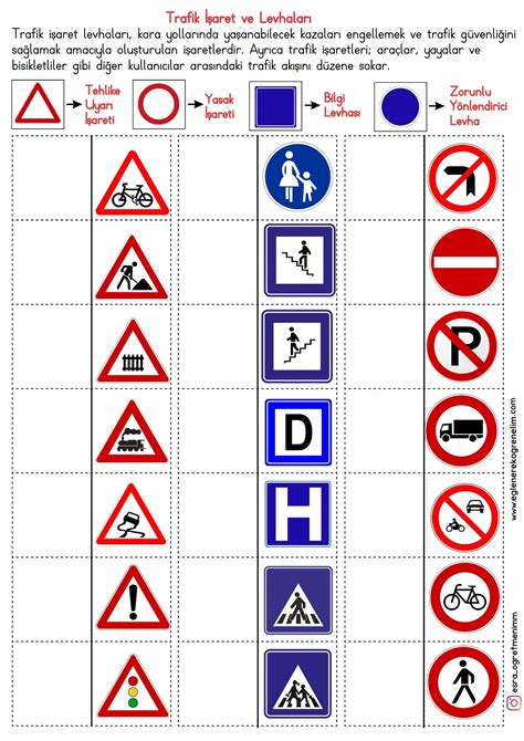 3 Sınıf Hayat Bilgisi Trafik İşaret ve Levhaları Defter Çalışması