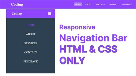 How To Create Responsive Navigation Bar Using Html And Css Youtube