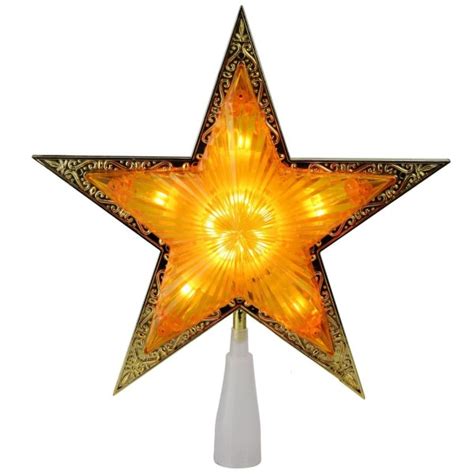 9 Lighted Gold Edged Christmas Star Tree Topper Clear Lights