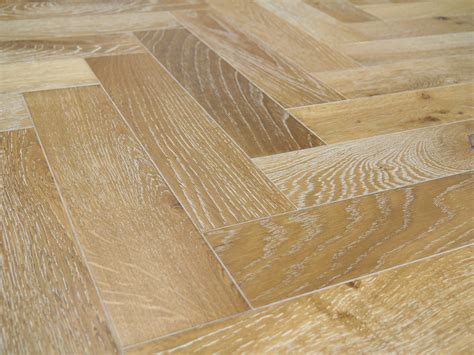 Timbercraft Herringbone Engineered Oak Parquet Flooring Smoked White Brushed And Oiled