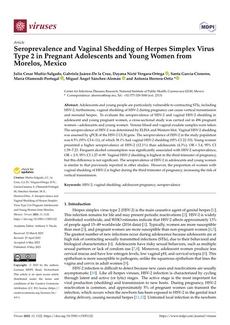 Pdf Seroprevalence And Vaginal Shedding Of Herpes Simplex Virus Type