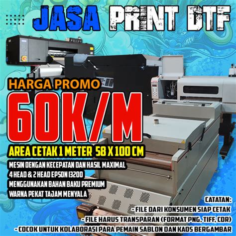 Promo Print DTF Meteran Siap Press Cetak Sablon Satuan DTF 58 X 100