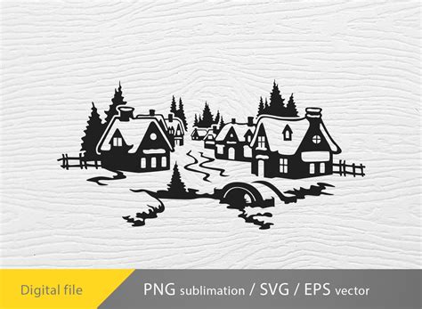 Christmas Village Svg Winter Village Svg Country Christmas Svg Etsy