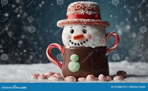 A Cute Snowman Shaped Hot Chocolate Stock Illustration Illustration Of Homemade Sugar 351686724