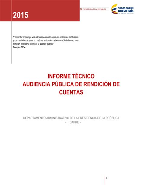 Informe Presidencia De La Rep Blica De Colombia