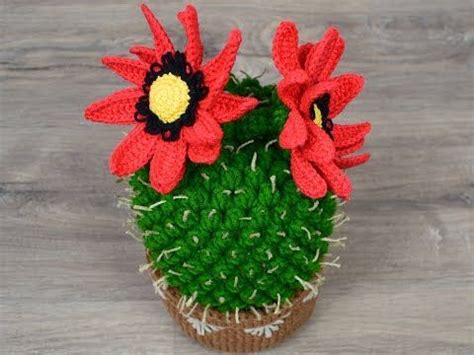 Cactus Grande De Ganchillo Con Flores Artofit