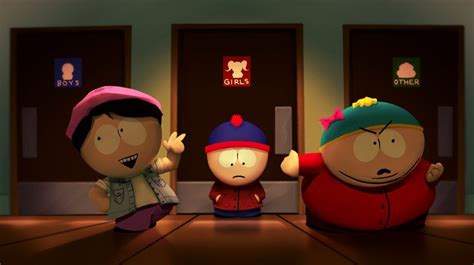 Three Cartoon Characters Standing In Front Of Some Doors