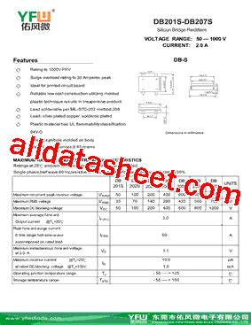 Db S Datasheet Pdf Dongguan You Feng Wei Electronics Co Ltd