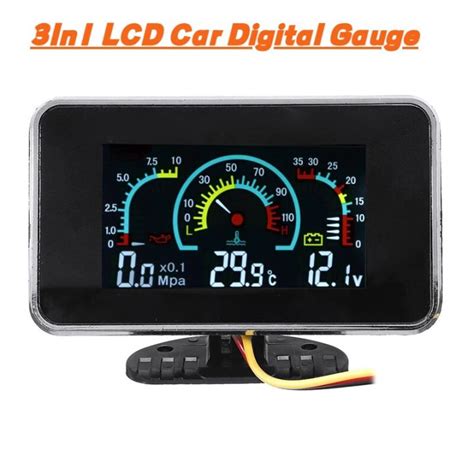 In Lcd Car Digital Oil Pressure Gauge Voltmeter Water Temp Meter