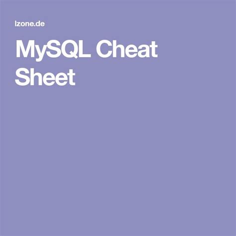 Mysql Cheat Sheet