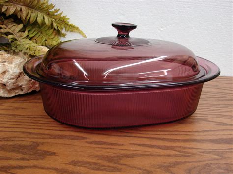 Vintage PYREX Cranberry Visions Cookware Nest Pots Pans Casserole