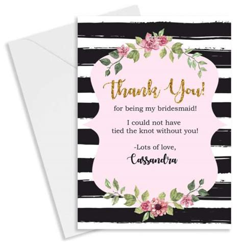 Unique Personalised Bridesmaid Thank You Cards