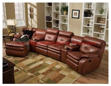 Leather Recliner Sofa with Cup Holder (YA-602) - Leather Recliner Sofa ...