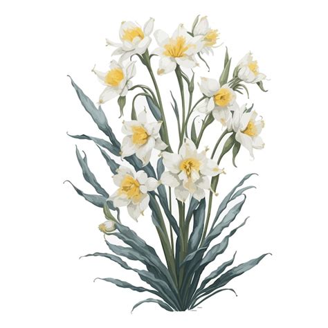 Vector Aquarela Narciso Rei Alfred Clipart Buqu Floral Vetor Premium