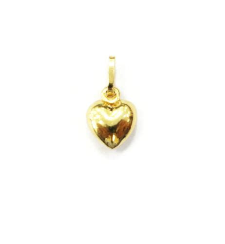 K Yellow Gold Puffy Puffed Heart Necklace Charm Pen Gem