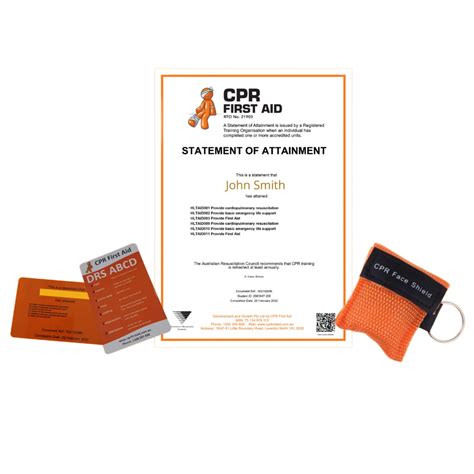 Printed Certificate Wallet Card And Key Ring Bundle Cpr First Aid