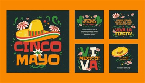 Free Vector | Flat cinco de mayo instagram posts collection