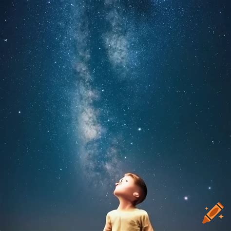 Image Of A Boy Gazing At The Starry Night Sky