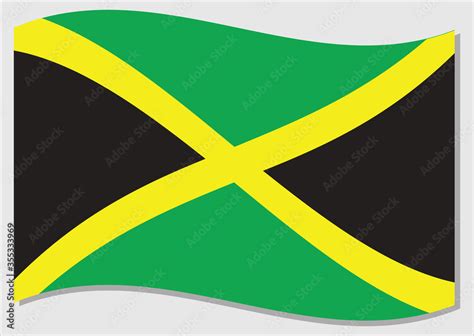 Waving Flag Of Jamaica Vector Graphic Waving Jamaican Flag