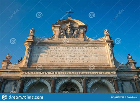 The Fontana Dell Acqua Paola Fontanone Janiculum Rome Italy Stock