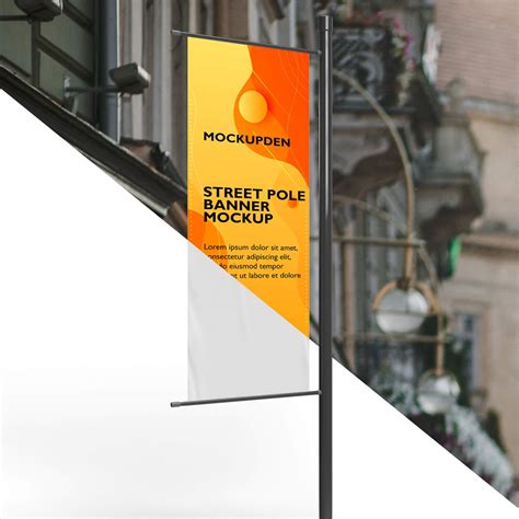 Free Street Pole Banner Mockup Psd Template Mockup Den