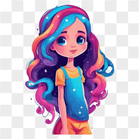 Descarga Ni A De Dibujos Animados Con Cabello Colorido Y Camiseta