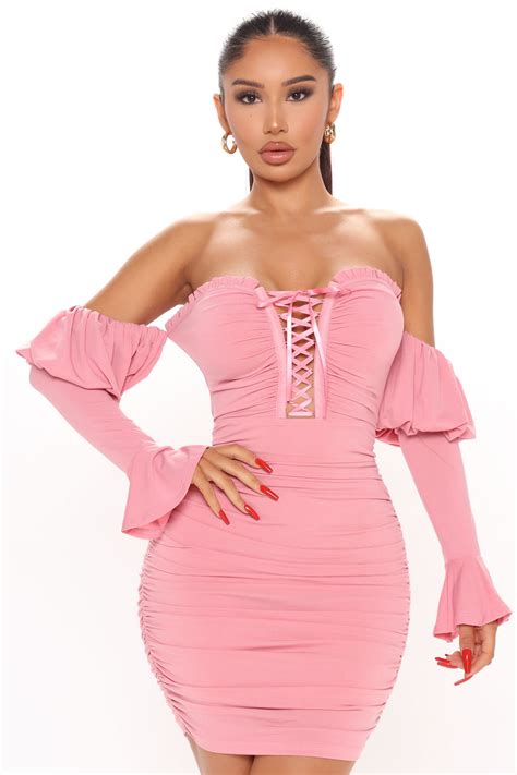 Your Queen Ruched Mini Dress Pink Fashion Nova Dresses Fashion Nova