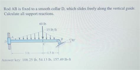 Solved Rod Ab Is Fixed To A Smooth Collar D Which Slides Chegg