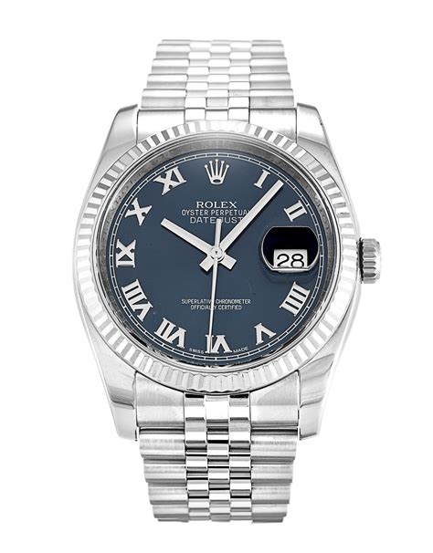 Rolex Datejust Uomini Mm Numeri Romani Blu Comporre Acciaio