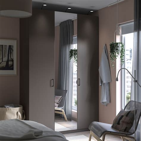 Pax Forsand Åheim Wardrobe Combination Dark Grey Mirror Glass