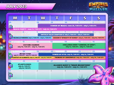 July 2023 Calendar of Events | Empires & Puzzles