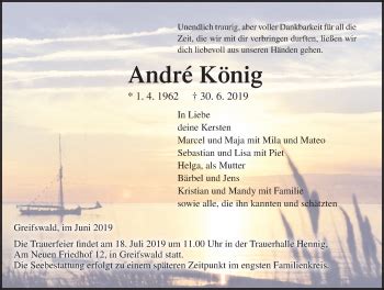 Traueranzeigen von André König trauer anzeigen de