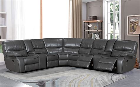 Dark Gray Leather Sectional Sofa | Baci Living Room