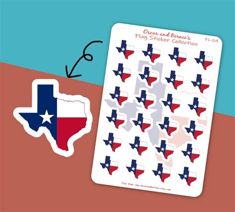 Texas Map-shaped Flag Sticker Sheet Texas Flag Stickers Envelope ...