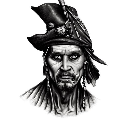 Pirate With Patch Over Left Eye Full Body Sketch · Creative Fabrica