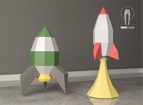 Rocket Papercraft D Paper Craft Rocket Rocket Ship Low Etsy